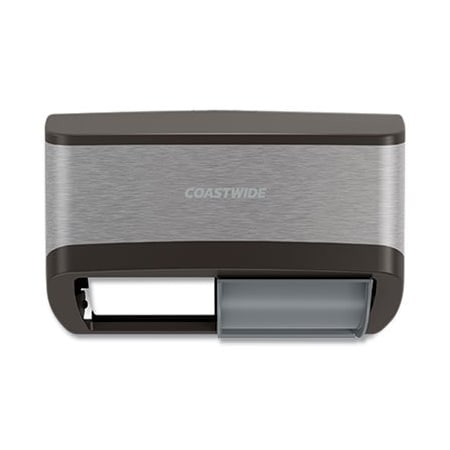 Coastwide Professional J-SERIES DUO BATH TISSUE DISPENSER, 11.49 X 6.9 X 7.55, BLACK/METALLIC 24405521